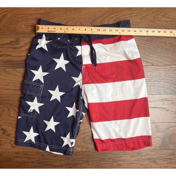 American Flag Swim Trunks USA Patriotic Stars Stripes Swimsuit Shorts - Picture 4 of 8